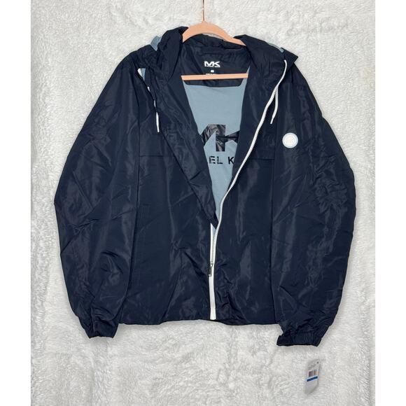 Women’s MICHAEL KORS Midnight Blue Sz XL Hooded Raincoat NWT - Picture 1 of 7